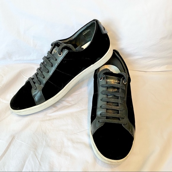 Saint Laurent Velvet & Leather Sneakers - Picture 5 of 13